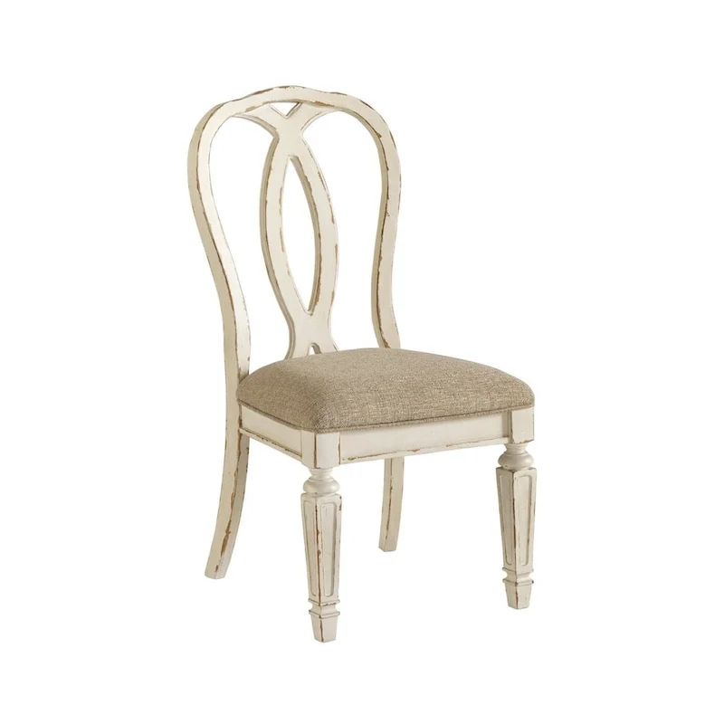 Signature Design By Ashley Realyn Dining Room Chair - Set of 2 - Chipped White - 19.5 W x 24 D x 40.38 H