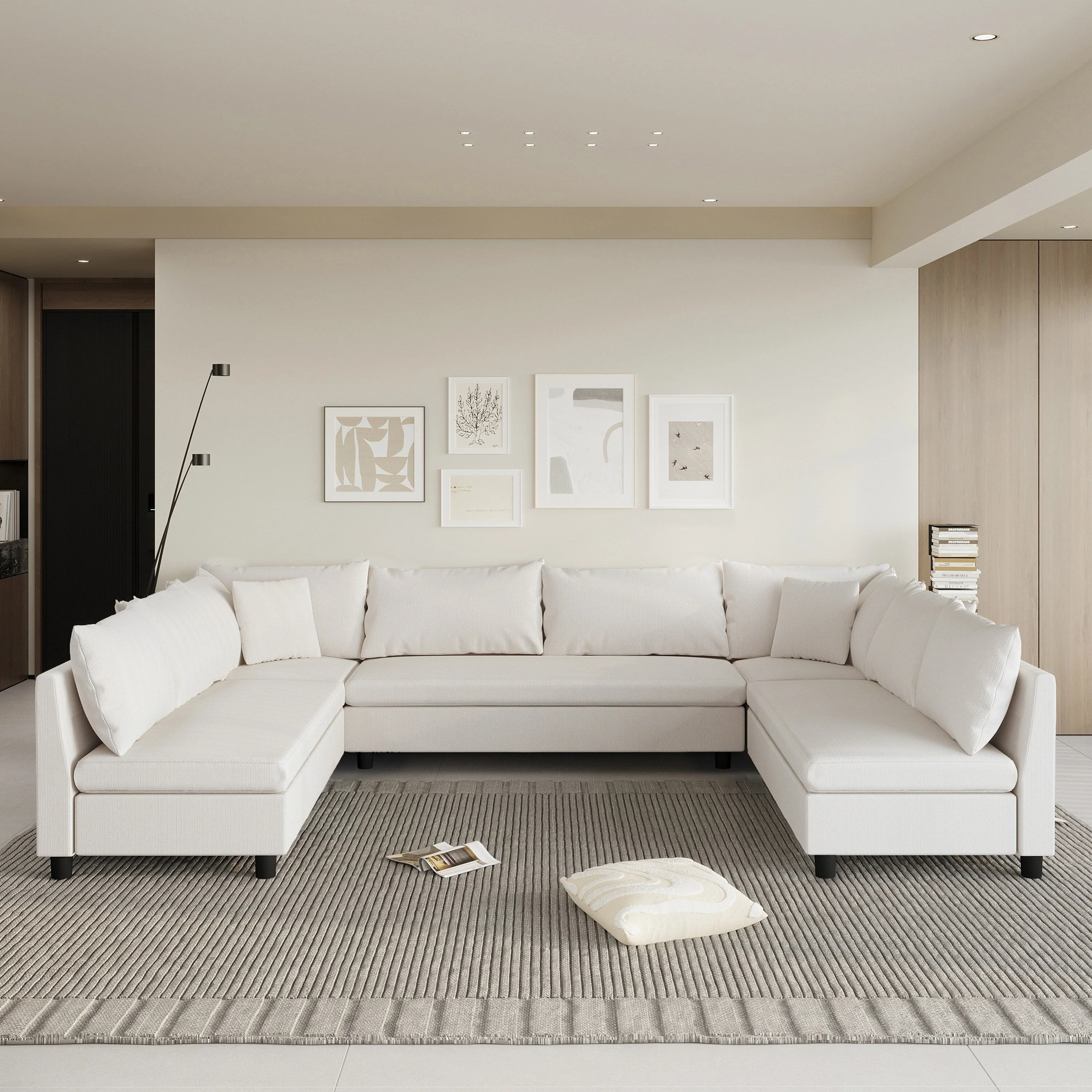 Sectional Sofa,Reversible U Shaped Chenille Couch Set,Free Combination,Oversized 8 Seat Convertible Sofa