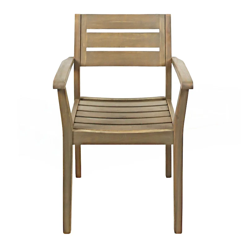 Acacia Wood Patio Dining Chairs Set of 2