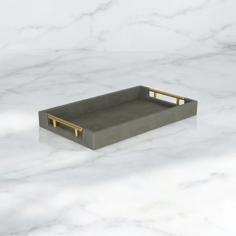 Lusan Faux Shagreen Tray with Handles