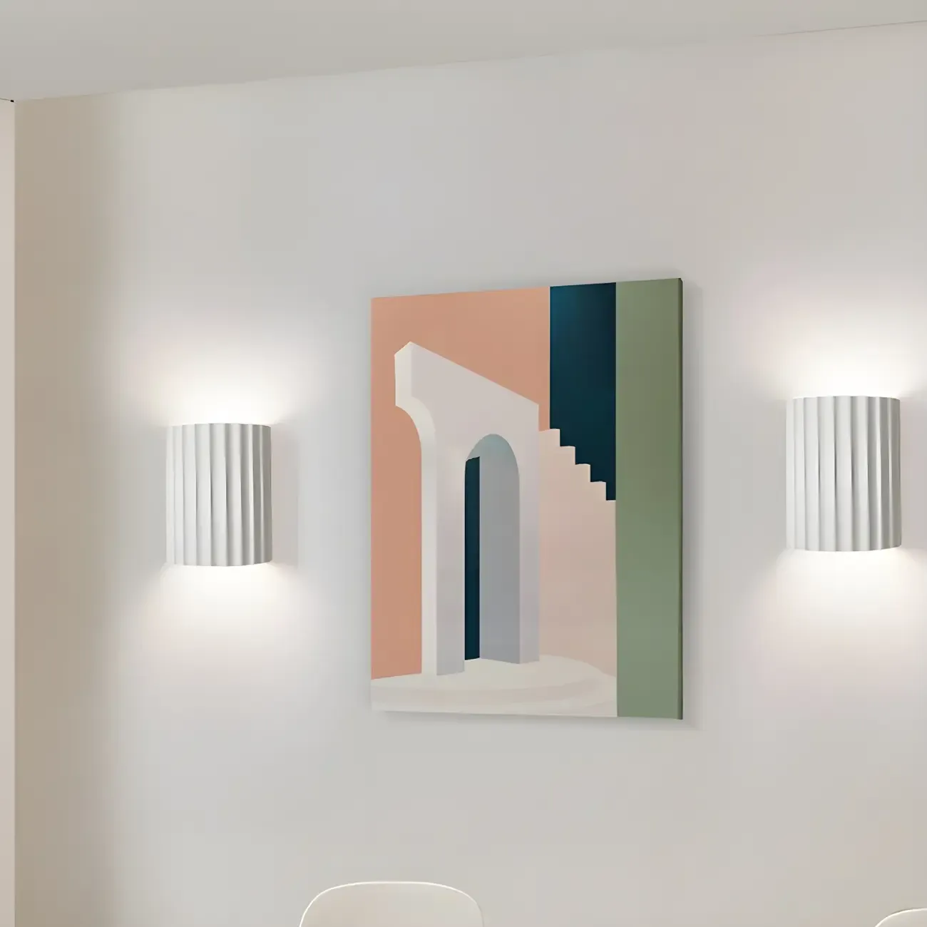 Modern Ribbed Half Cylinder Up Down Wall Sconce