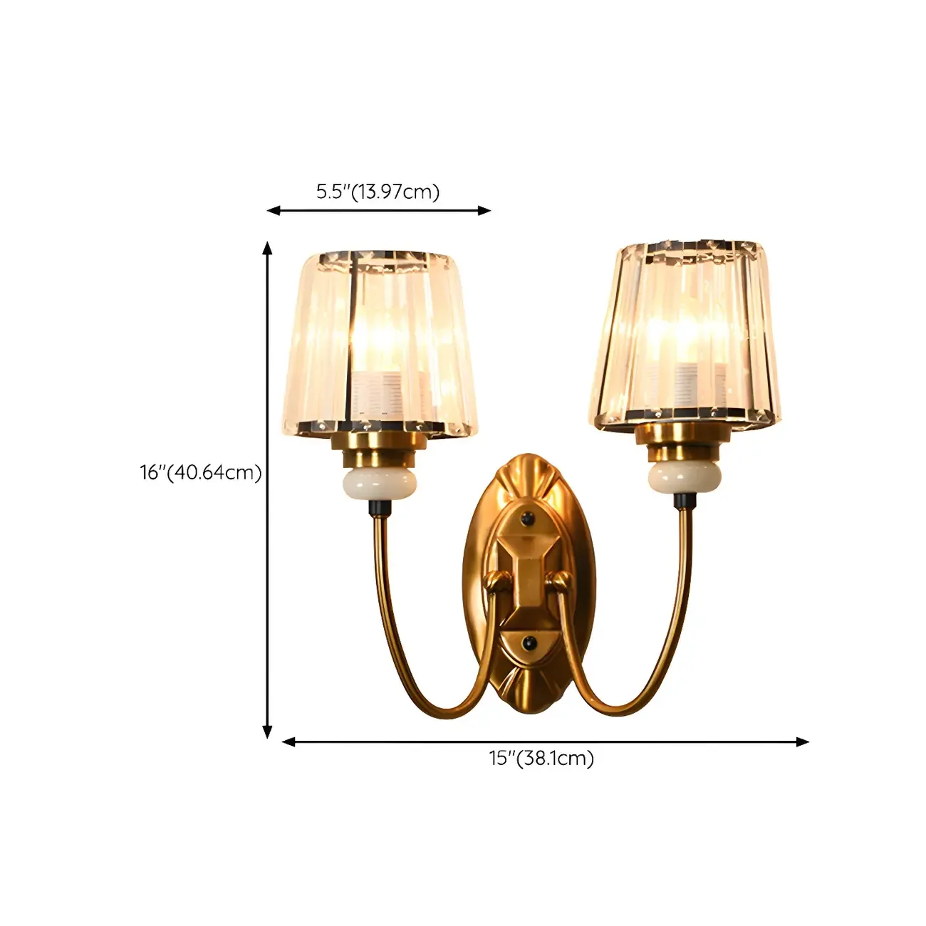 Elegant Brass Wall Sconce with Crystal Shade