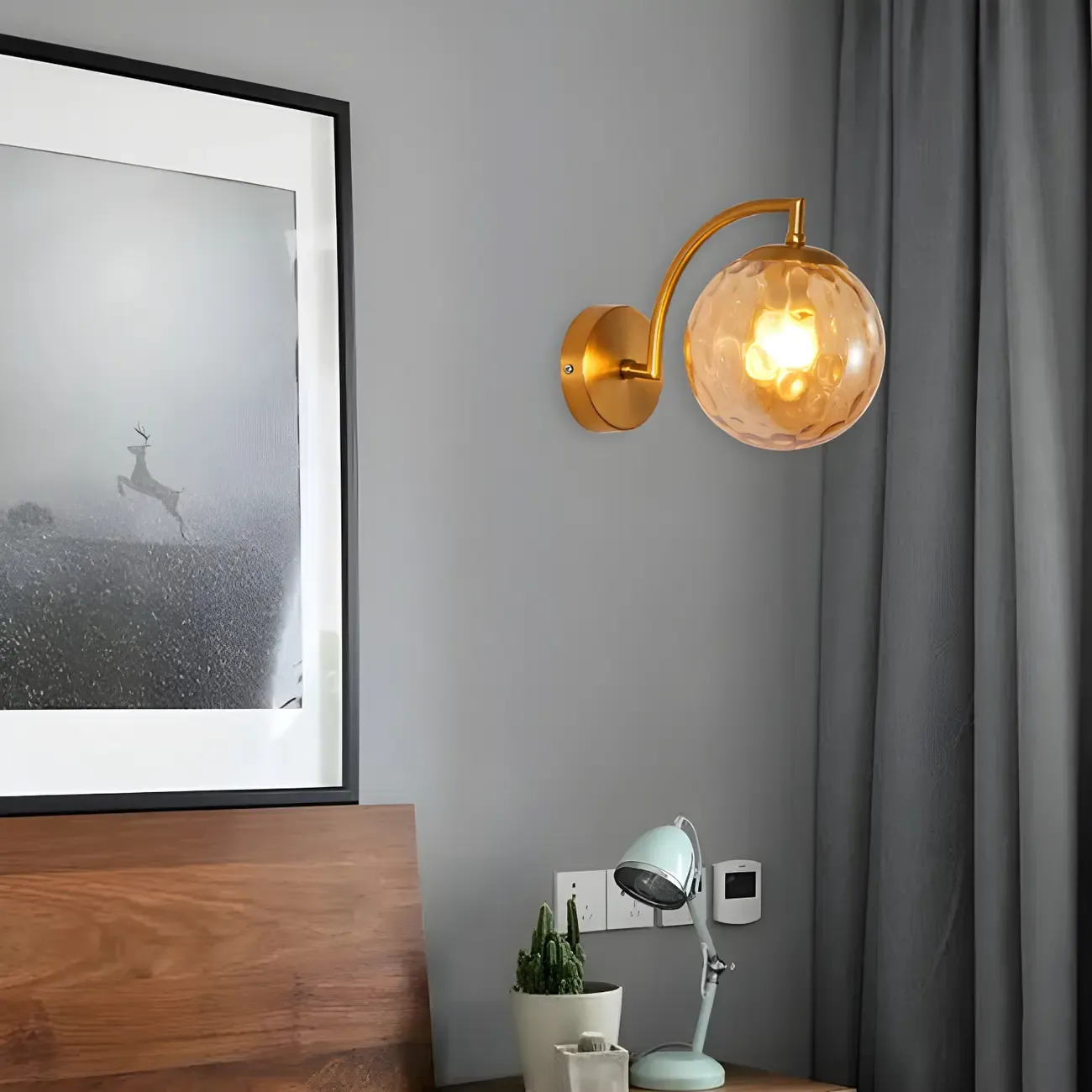 Mini Modern Globe Glass Metal Arc Vanity Wall Light