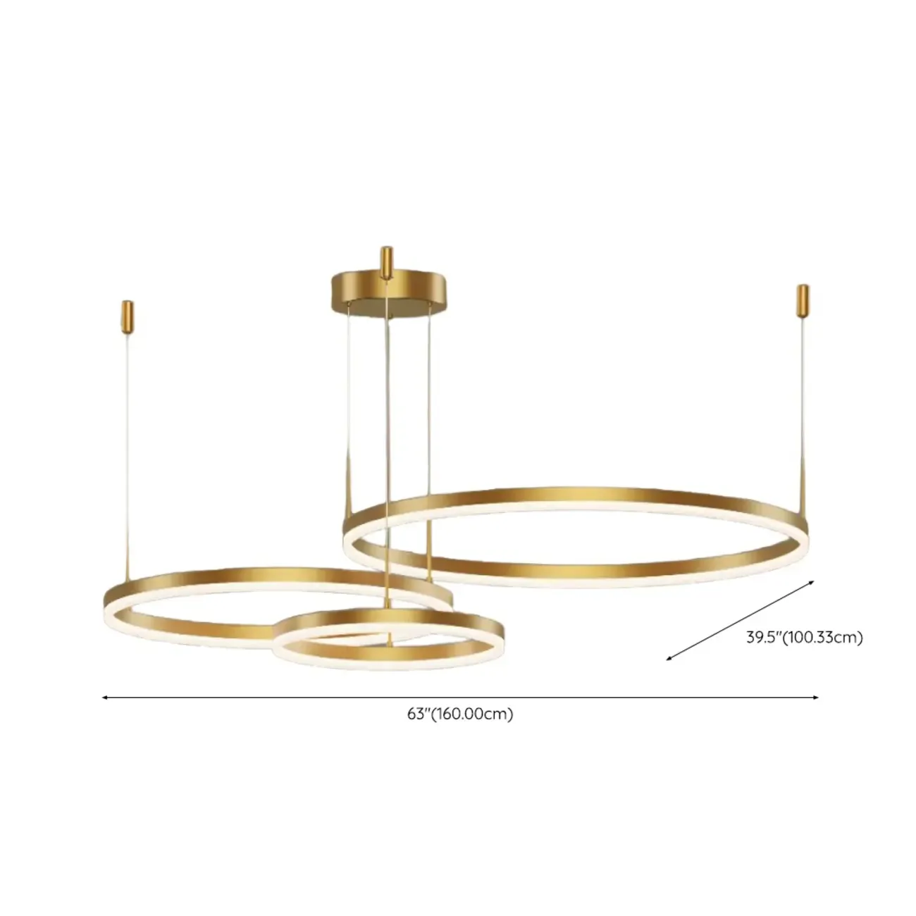 Modern Gold Multi-Circle Tiered Metal Ring LED Chandelier