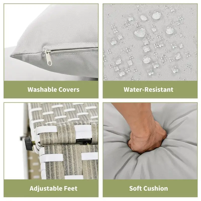 Round Patio Sectional Sofa Set  Two-Tone Rattan Daybed with Retractable Canopy & Modular Seating