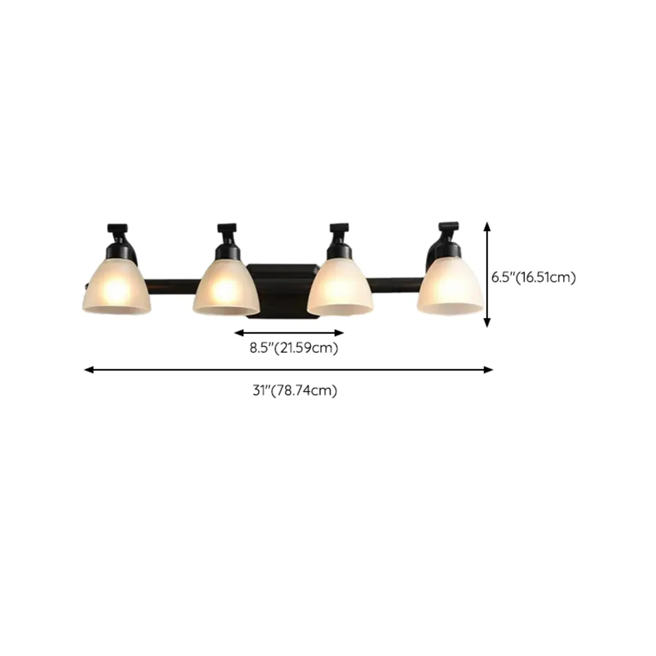 Modern Metal Bathroom Vanity Light with Frosted Glass