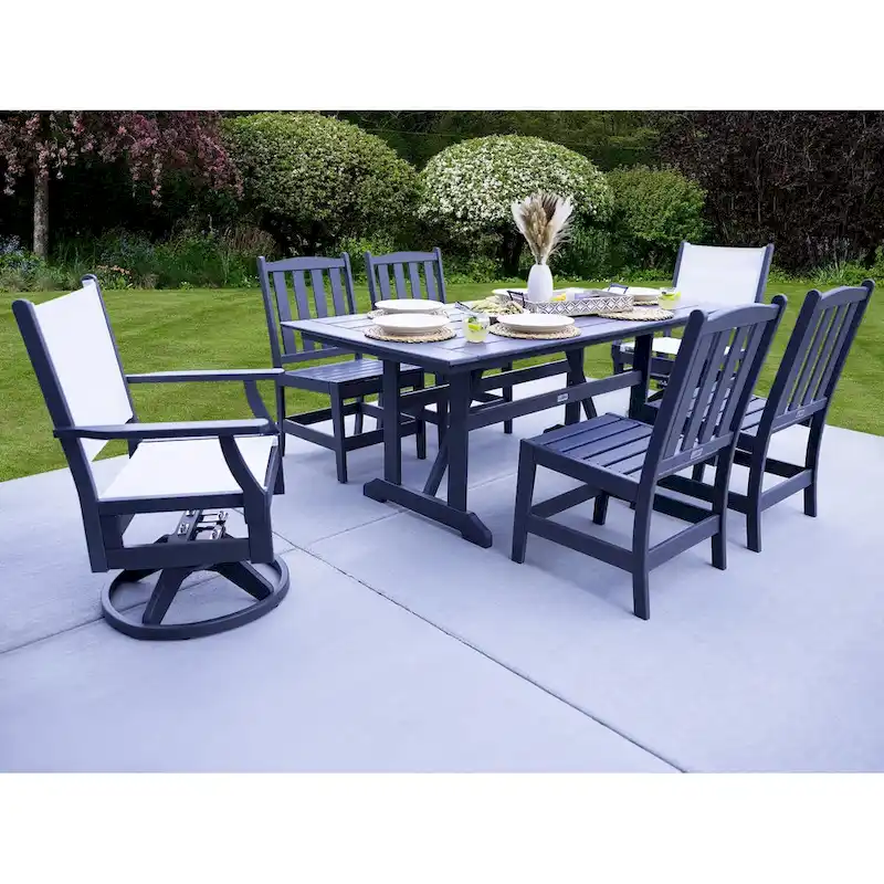 LuXeo Tuscany Sling Swivel Dining 7-Piece Set