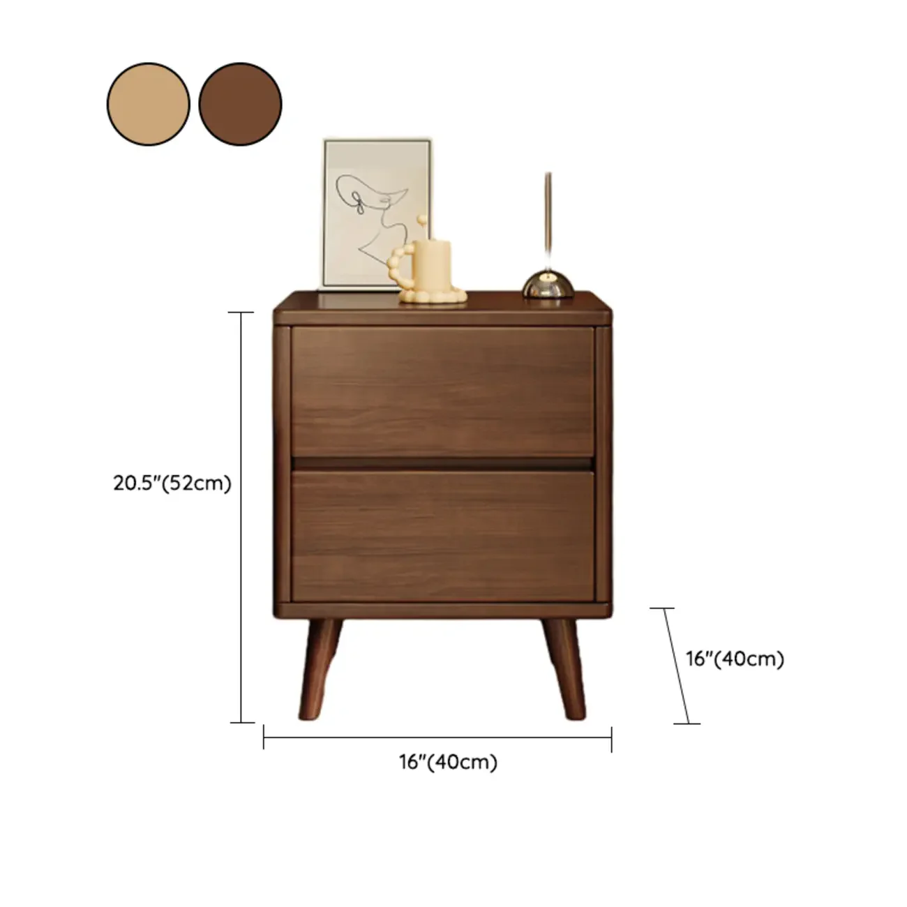 Natural Finish Wood Nightstand with Drawers