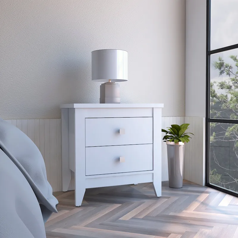 Amara Nightstand with 2 Drawers and 4 Legs