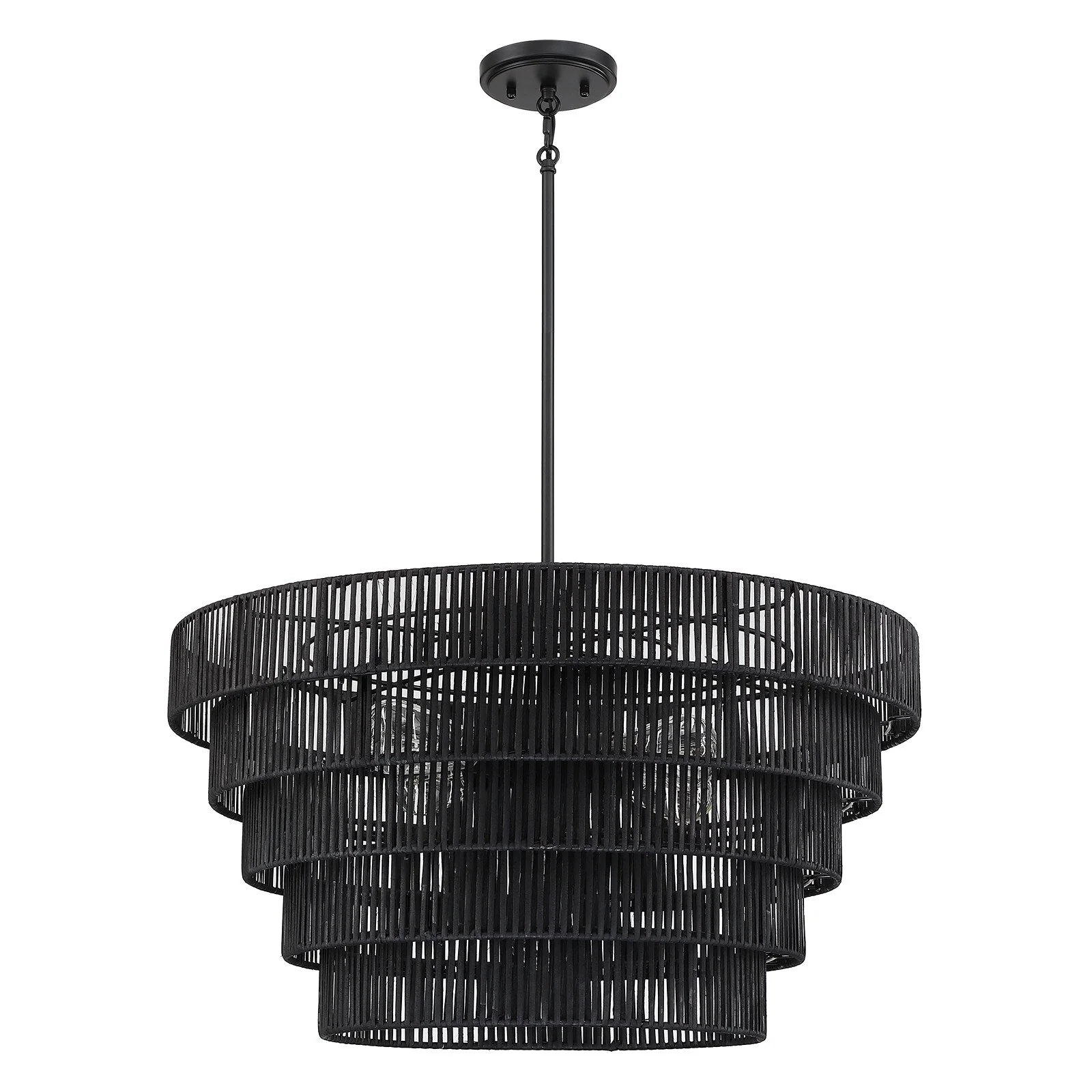 Piersan 5-Light Modern Bohemian Chandelier with Tiered Rattan Shade - 26 in. W