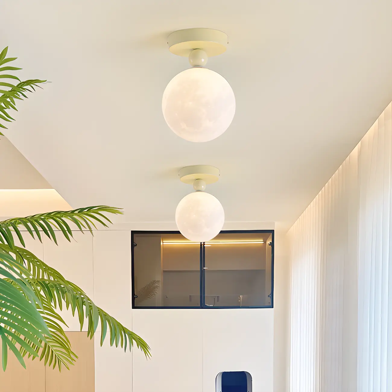 Stylish Pumpkin Semi Flush Ceiling Light with Resin Shade