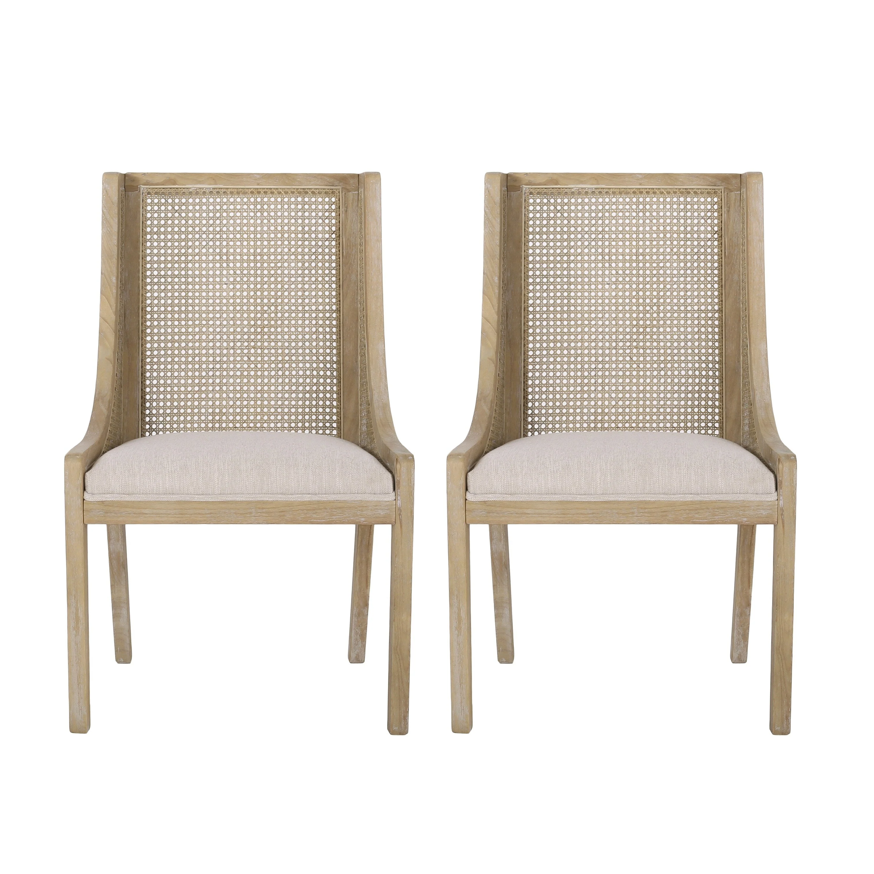Maurers Cane and Wood Upholstered Dining Chairs (Set of 2) by Christopher Knight Home