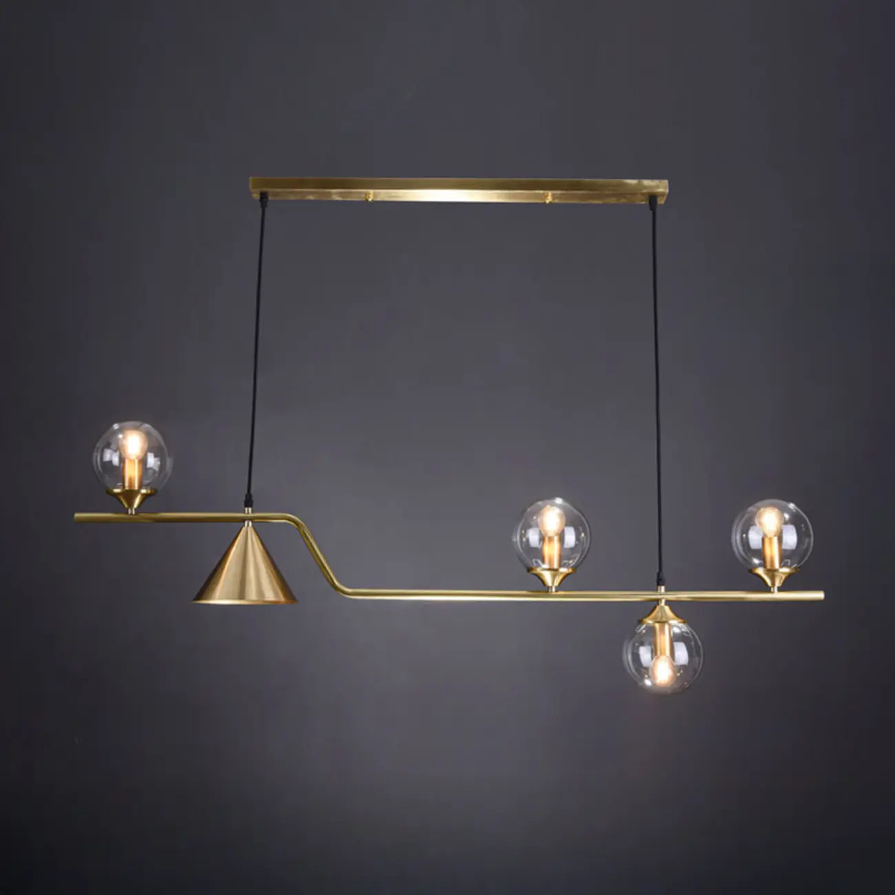 Dining Area Modern Brass Glass LED Island Pendant Light