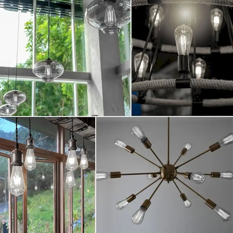 Luxrite LED Edison Bulbs 75W Equivalent ST19 ST58 4000K Cool White 800 Lumens Dimmable 8W Damp Rated UL E26 6 Pack