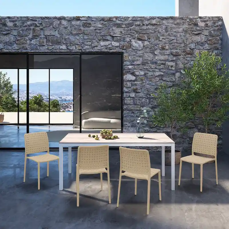 WRGHOME Modern Stacking Patio Dining Side Chair Indoor/Outdoor (Set of 2) - 33.18 H X 18.50 W X 21.85 D