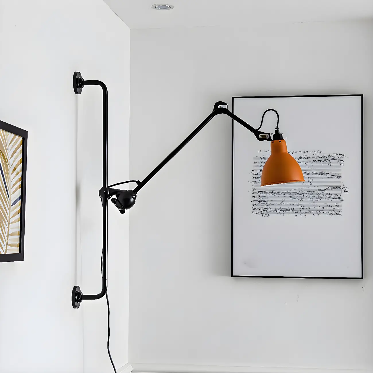 Trestle Base Metal Black Swing Arm Wall Light