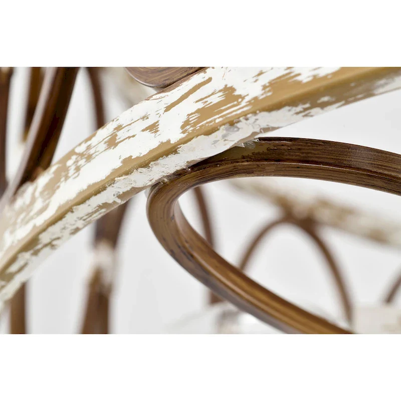 Kolleen 24-inch Weathered White and Imitation Wood 6 Lights 3 Blades Lighted Ceiling Fan with Remote