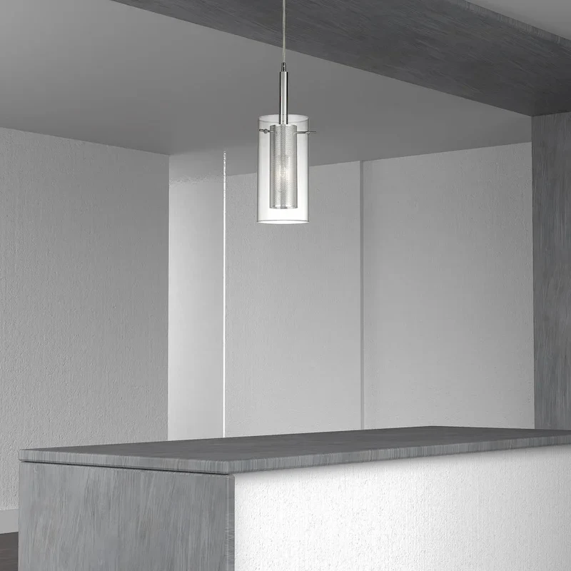 1-light Polished Chrome/ Steel Mesh Pendant - Polished chrome - Polished chrome