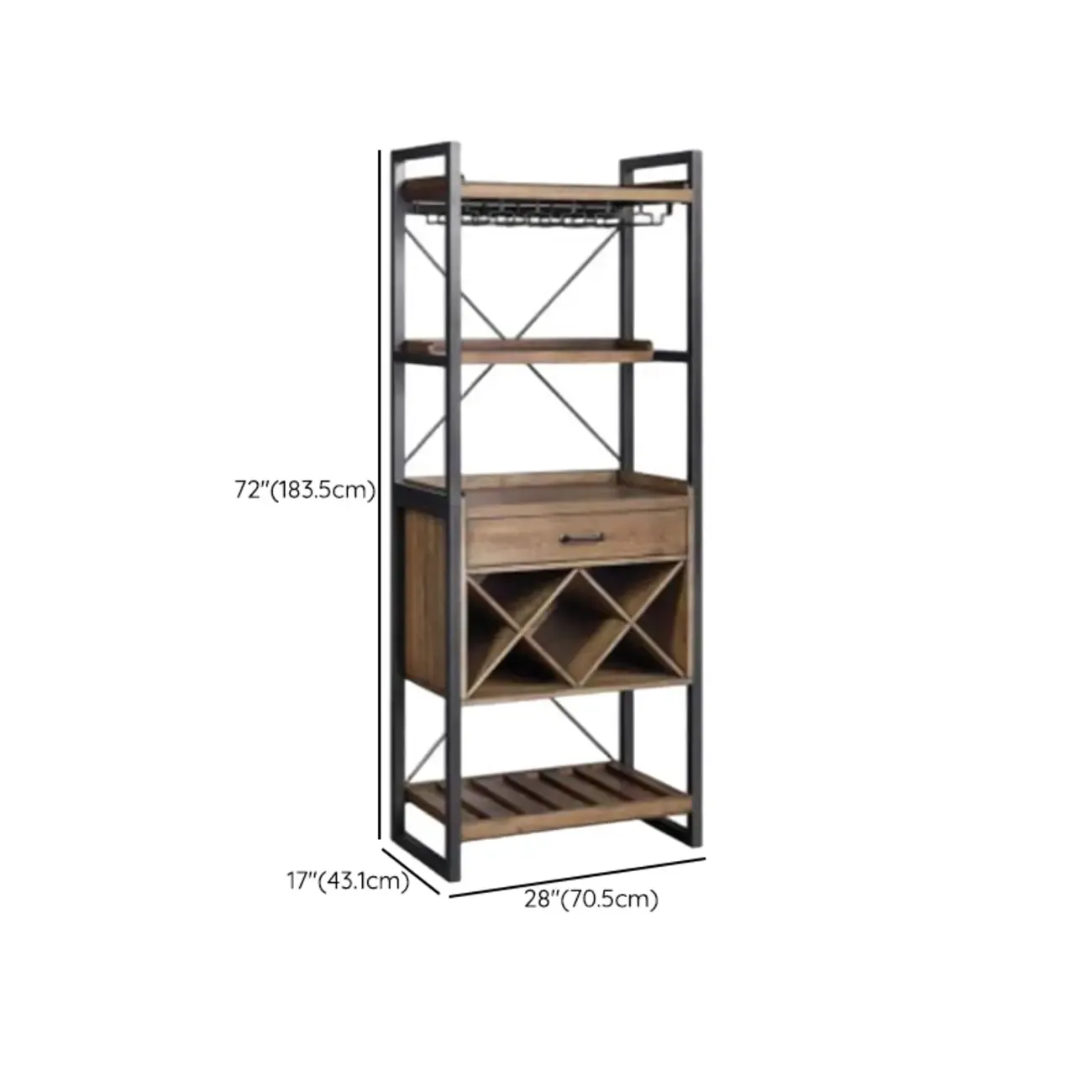 Brown Natural Wood Wine Bottle Glass Rack and Open Wine Rack