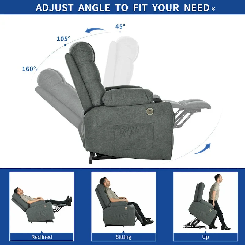 Moasis Flannel Massage and Heating Recliner Sofa Chair