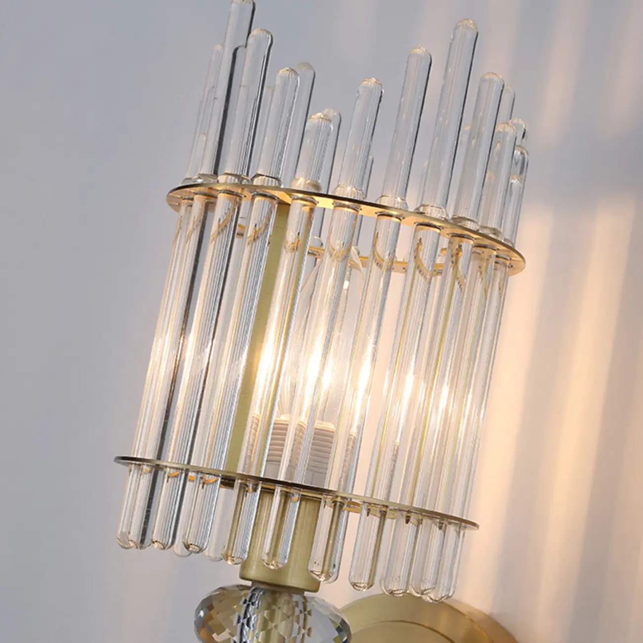 Elegant Gold Glass Wall Sconce with Rotary Switch