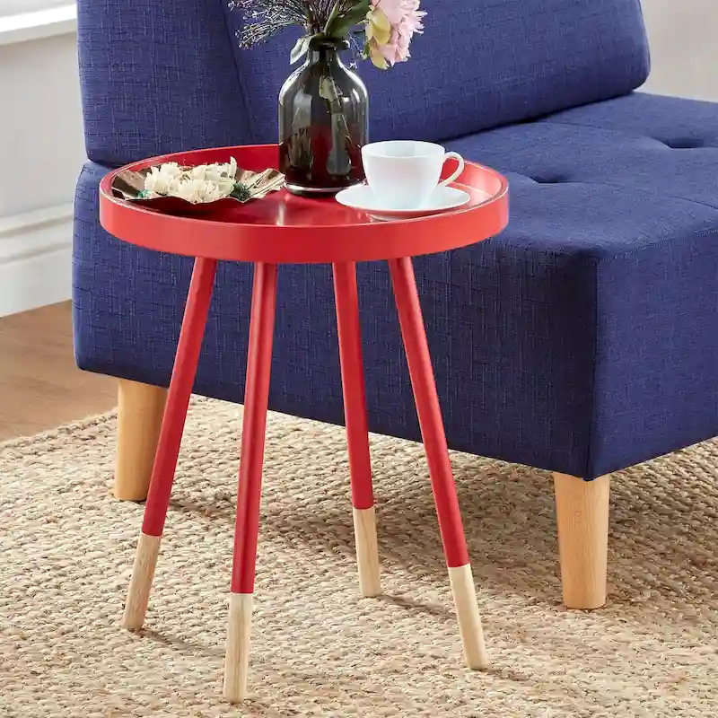 Marcella Paint-Dipped Round Tray-Top Side Table by iNSPIRE Q Modern