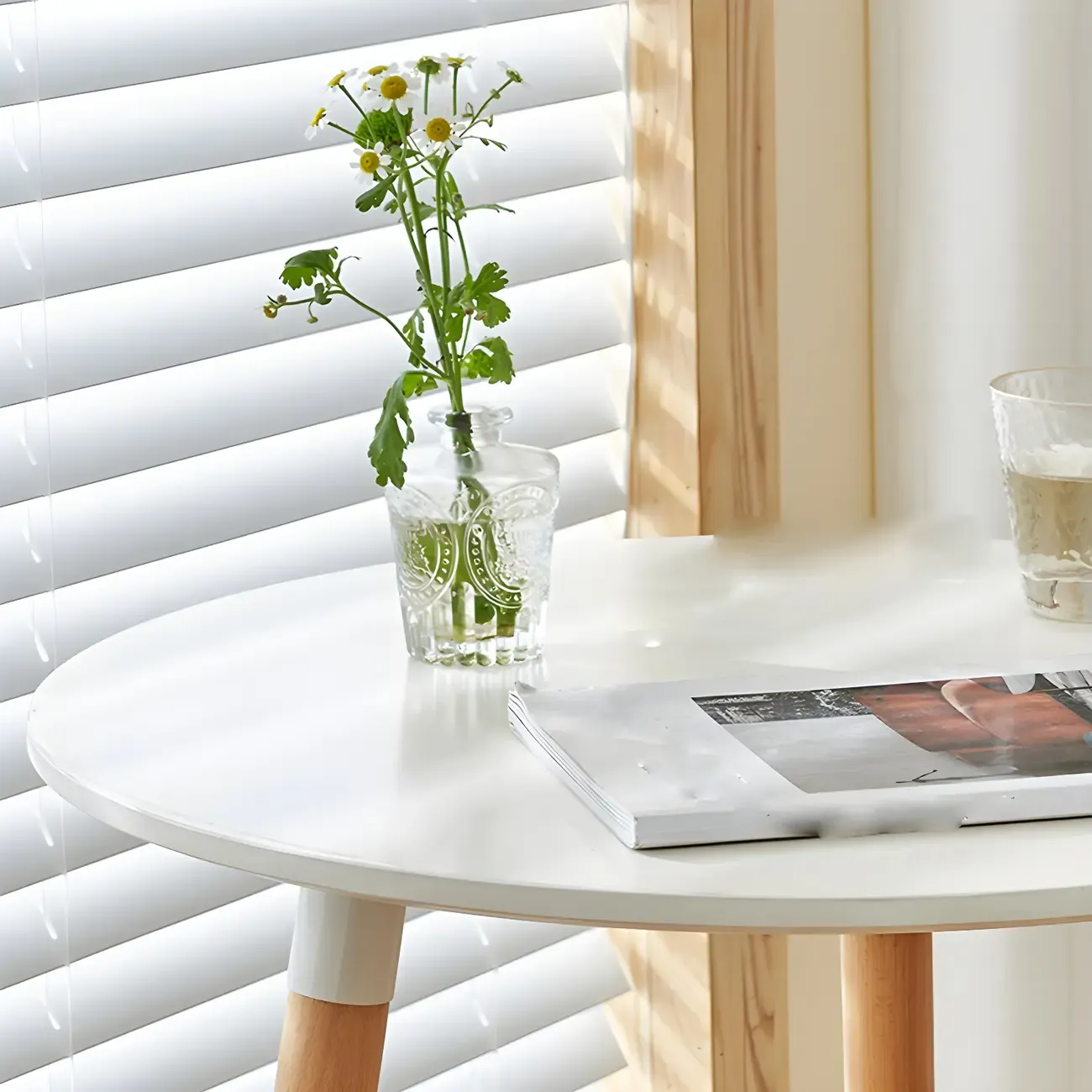 Wooden Natural Finish Square Small Bar Height Table