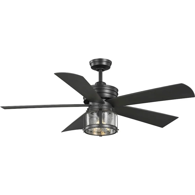 Midvale Collection 5-Blade Blistered Iron 56-Inch AC Motor 2-Light Coastal Ceiling Fan - 56 in x 56 in x 20.85 in