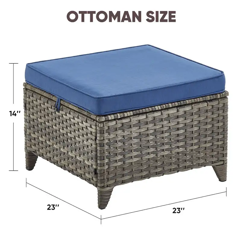 4 Piece Patio Chairs with Ottoman, Swivel Rocking Chairs - Grey