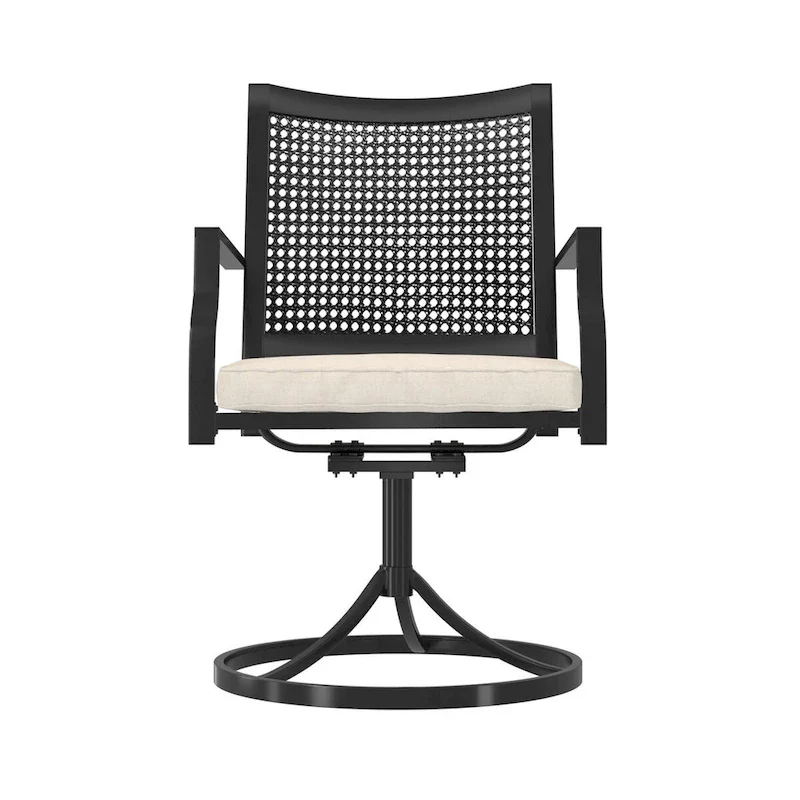 Textilene Fabric Iron Frame Swivel Dining Chairs(Set of 2)