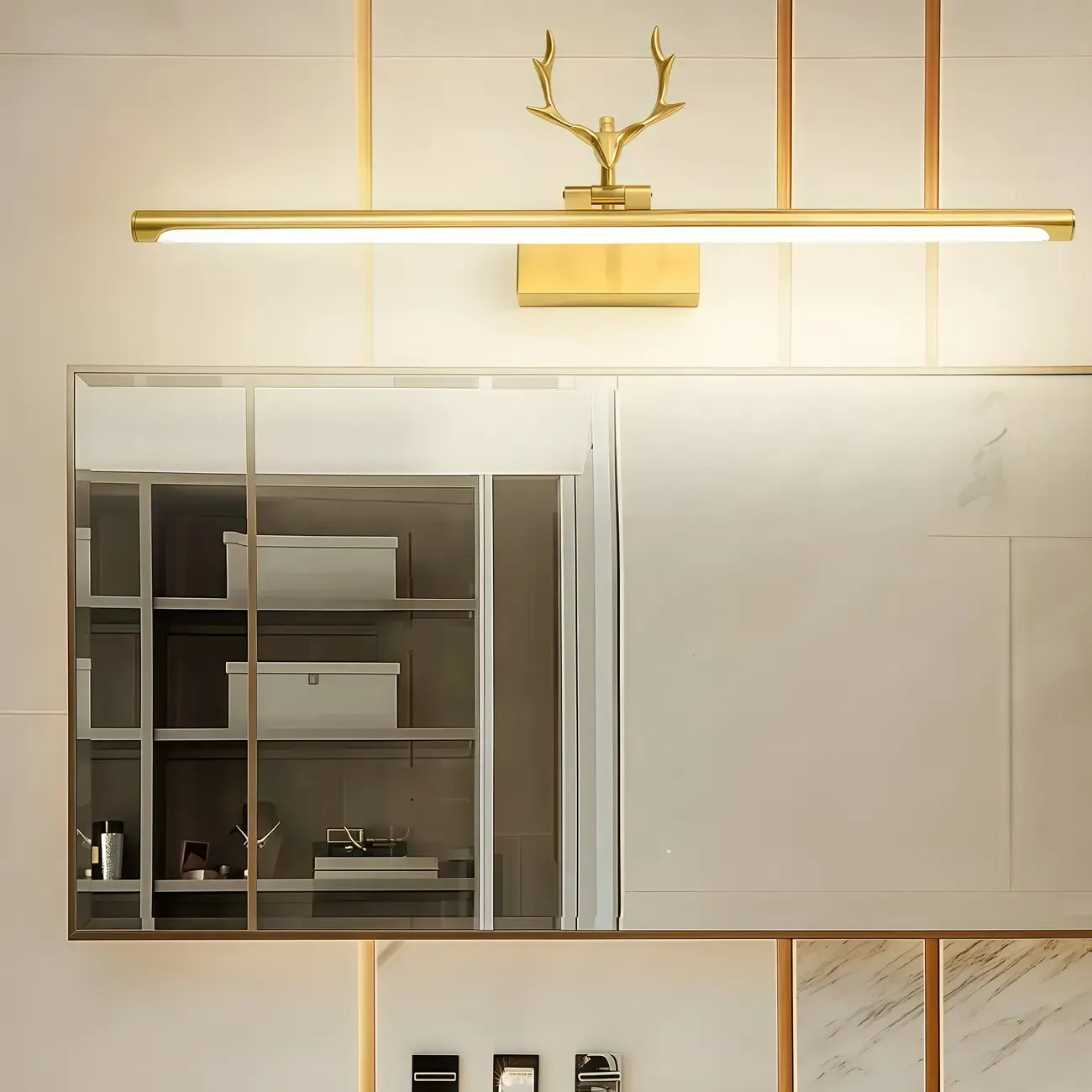 Modern Gold Antler Linear LED Bathroom Vanity Lights