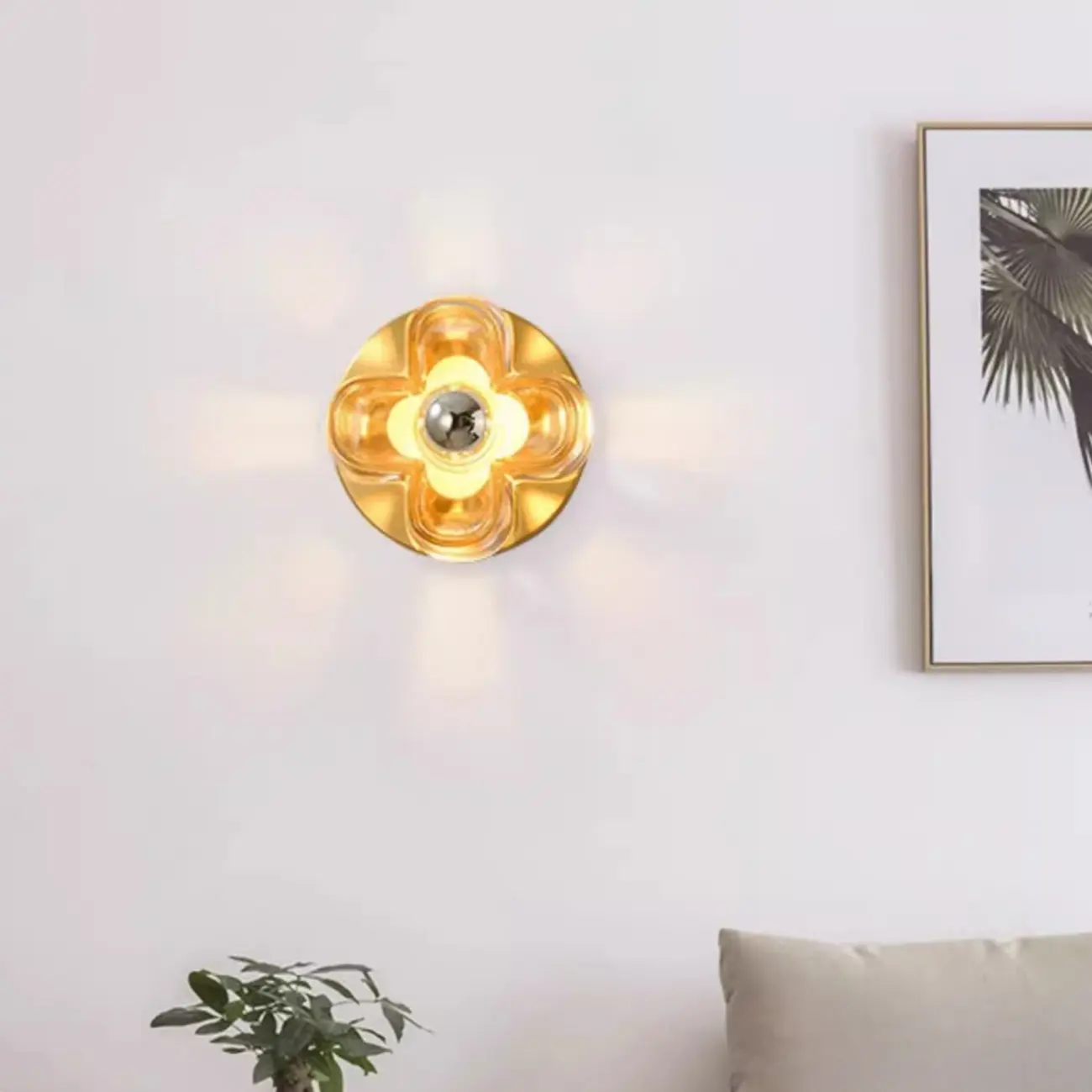 Modern Elegant Glass LED Vanity Light with Flower Design