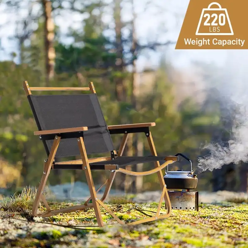 Aluminum Frame 600D Oxford Cloth Wood Grain Spray Paint Camping Chair