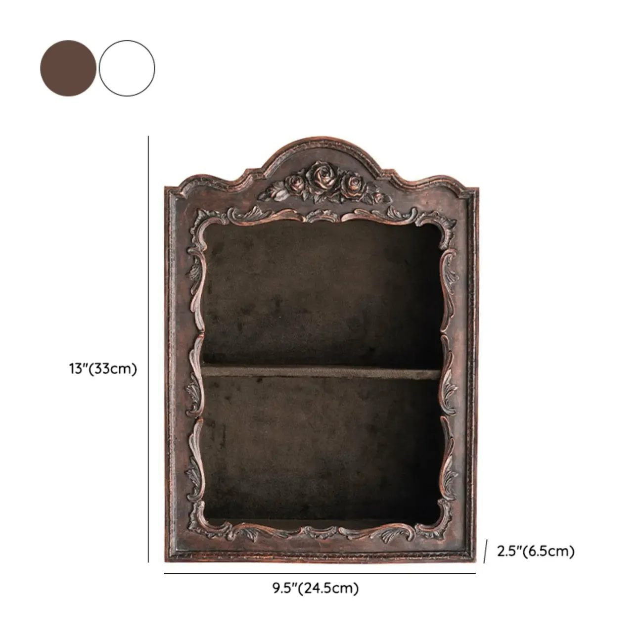 French Country Classic Wall Mount Carved Display Cabinet