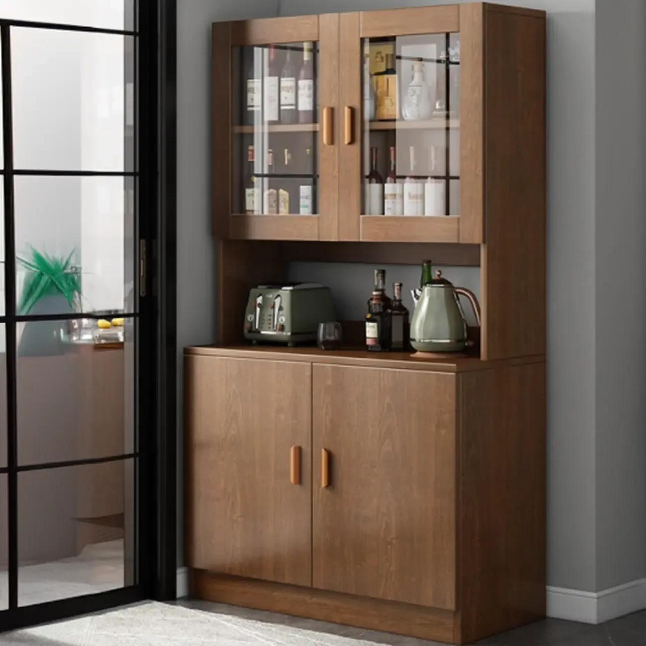 Modern Wooden Sideboard with Cabinets & Shelves