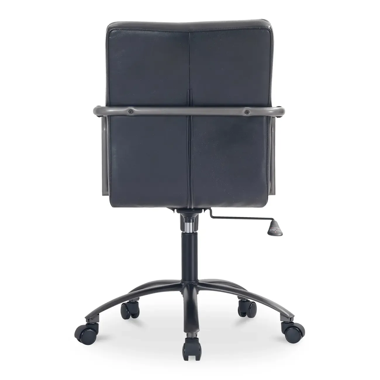 Mid-Back Genuine Leather Swivel Desk Chair with Arms