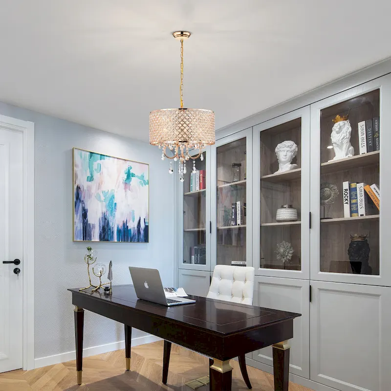 Lucilia 18 Inch Modern-Glam Style Gold Polished Finish Pendant Crystal Lighted Chandelier 4-Light - N/A