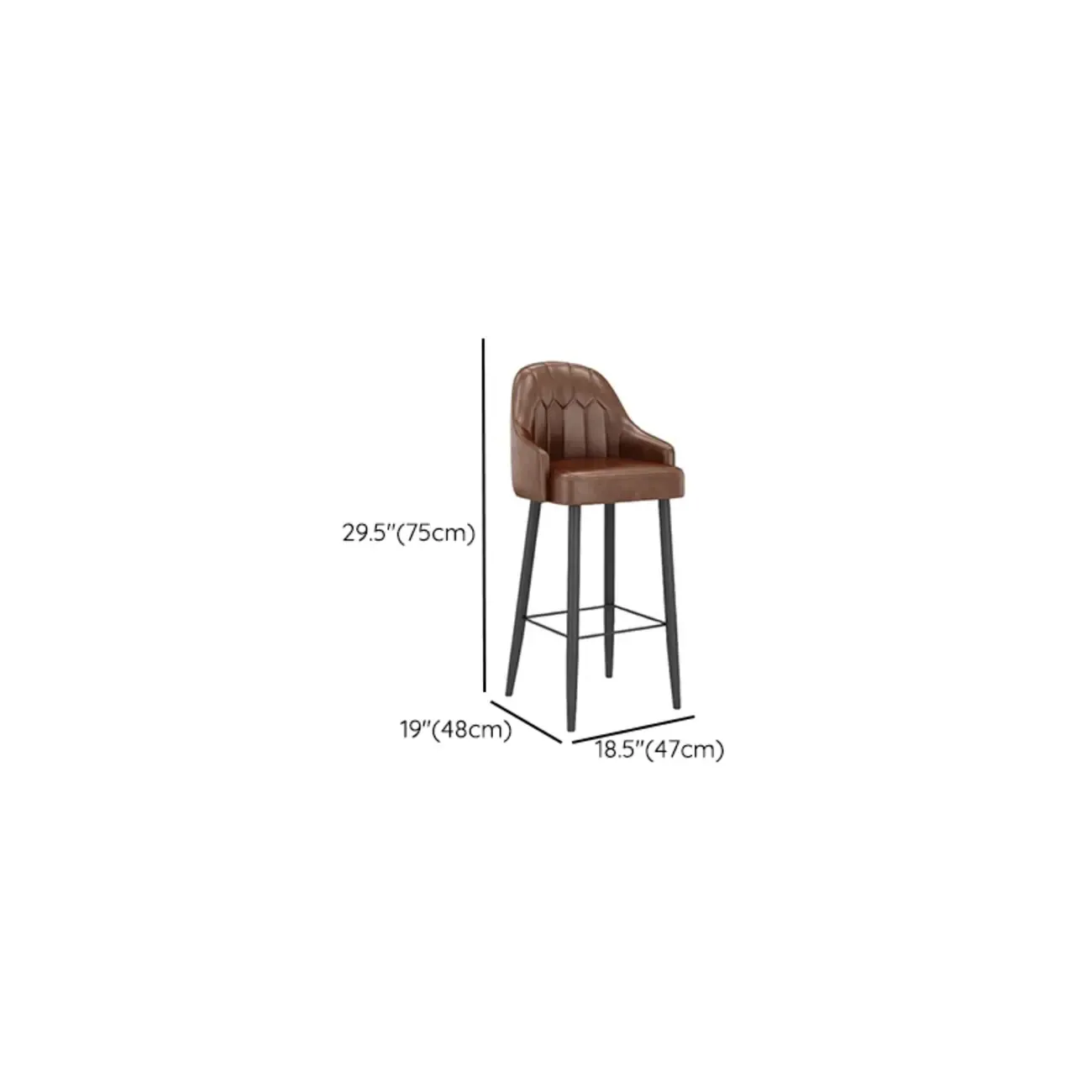 Mid-century Modern Saddle Brown Bucket Upholstered Leather Bar Stools