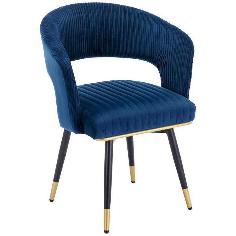 Swivel Velvet Dining Chair with Metal Legs, Set of 2