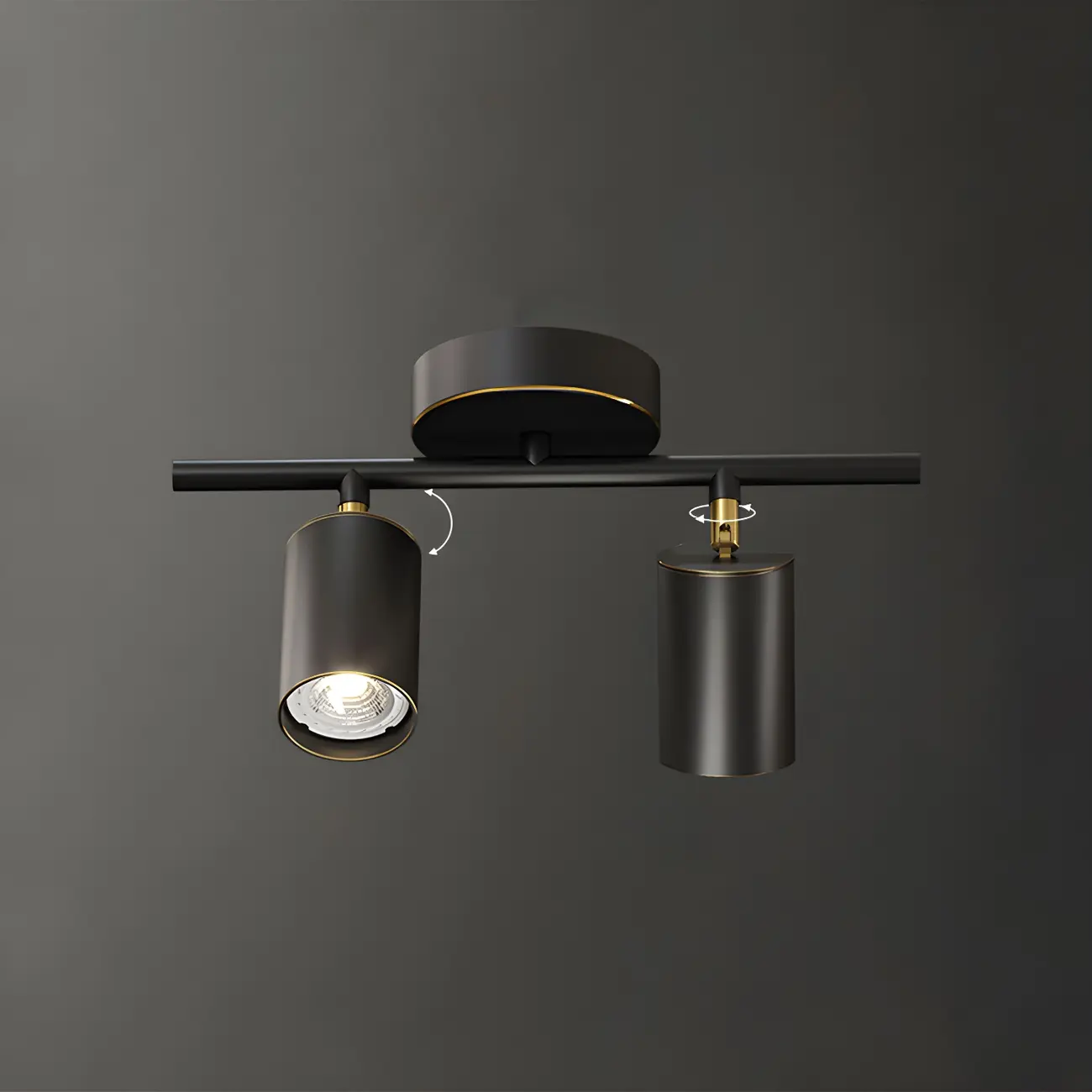 4 Light Gold Track Lighting with Adjustable Heads