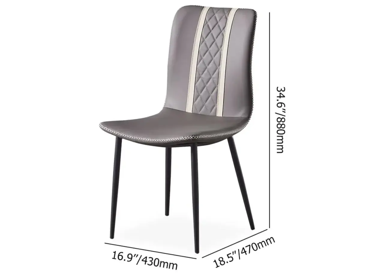 Modern Gray Faux Leather Metal Leg Armless Dining Chair