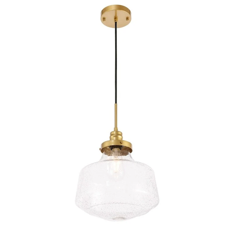 Klyli 11-inch 1-light Clear Seeded Glass Hanging Pendant