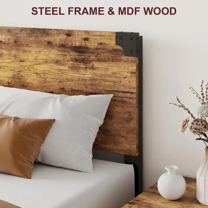 Bed Frame with with Wood Headboard