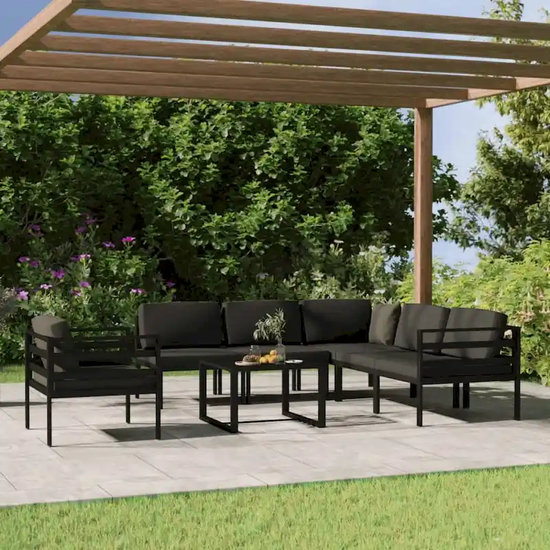 vidaXL Patio Lounge Set Outdoor Sectional Sofa Set Table Aluminum Anthracite - 27.6 x 27.6 x 25.4