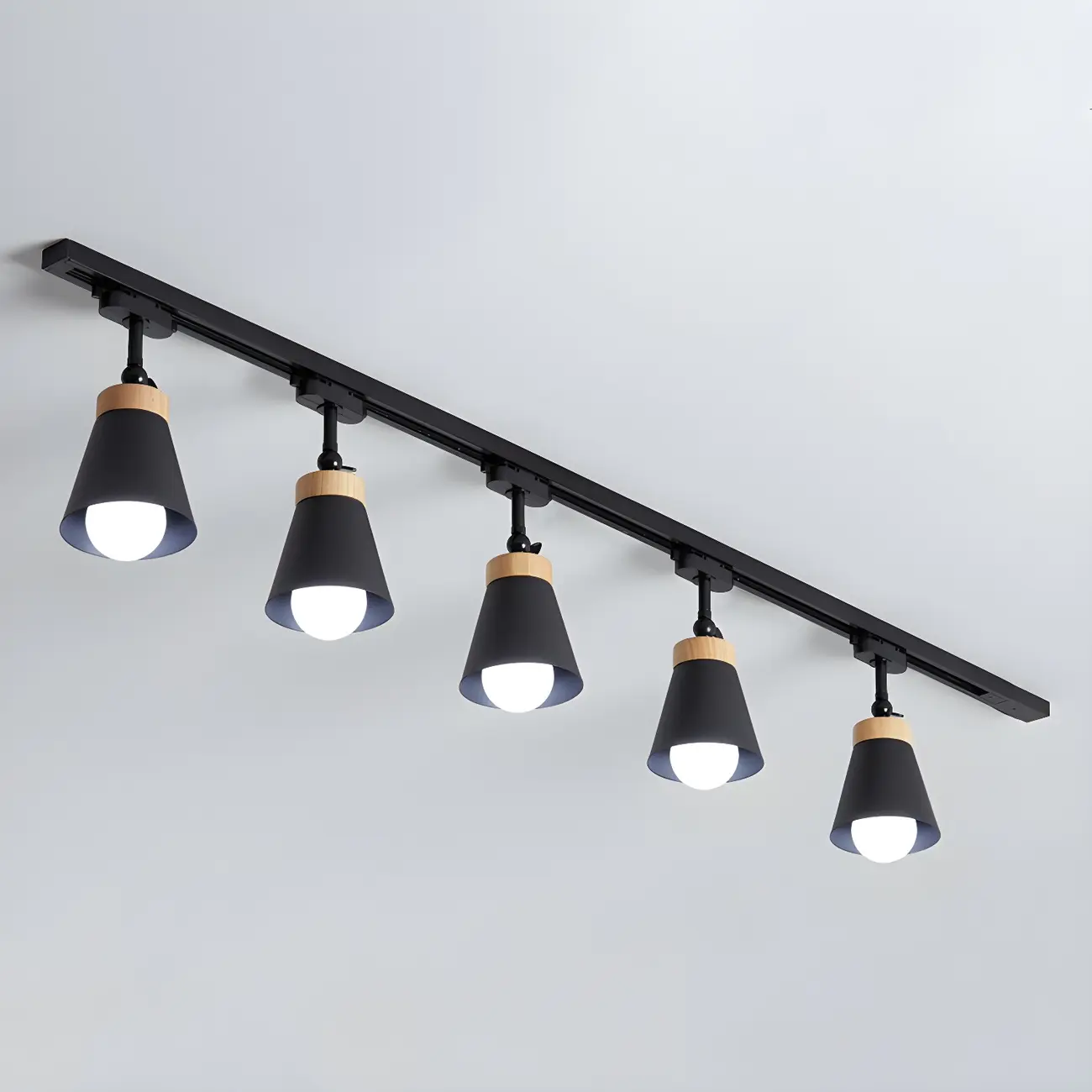 Modern Metal Cone Shape Semi Flush Mount Slidable Track Light