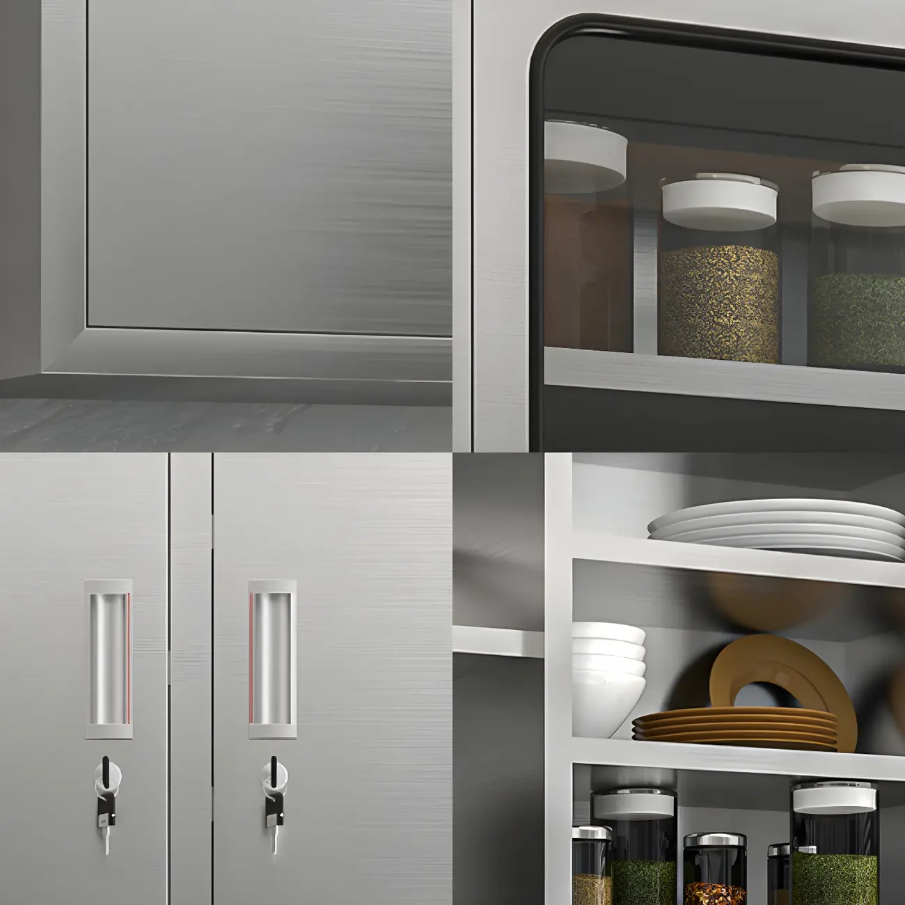 Adjustable Stainless Steel Wall-Mounted China Cabinet