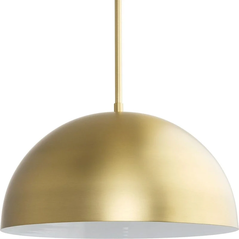 Perimeter Collection One-Light Brushed Gold Mid-Century Modern Pendant with metal Shade - 15.75 in x 15.75 in x 8.62 in