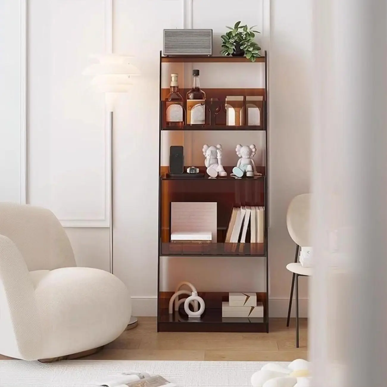 Narrow 4-Tier Black Acrylic Ladder Bookcase