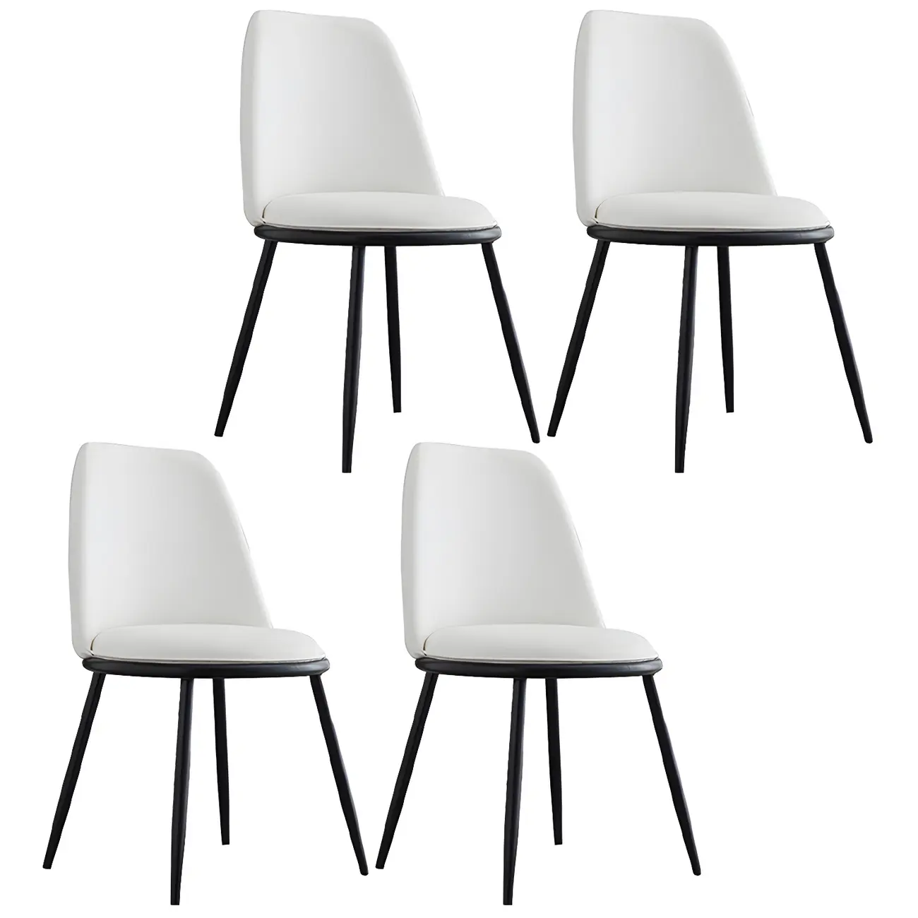 Glam Scandinavian Leather Armless Dining Chairs Metal Frame