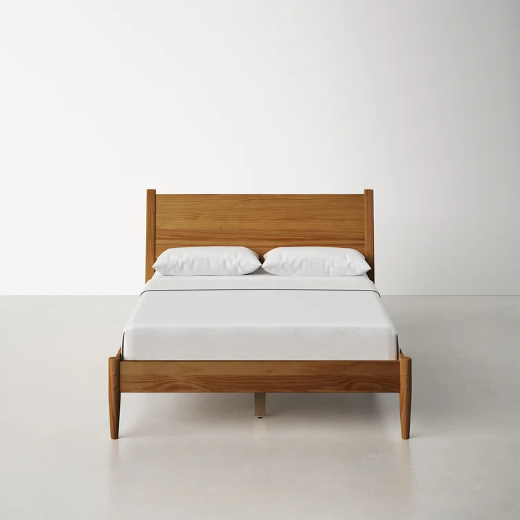 Modern solid wood platform bed frame with storage drawers